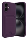 Mey İthalat®   iPhone 16 Kılıf Kelvin Kartvizitli Silikon - Derin Mor