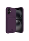 Mey İthalat®   iPhone 16 Kılıf Kelvin Kartvizitli Silikon - Derin Mor