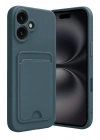 Mey İthalat®  iPhone 16 Kılıf Kelvin Kartvizitli Silikon - Koyu Yeşil