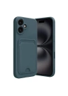 Mey İthalat®  iPhone 16 Kılıf Kelvin Kartvizitli Silikon - Koyu Yeşil