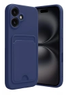 Mey İthalat®  iPhone 16 Kılıf Kelvin Kartvizitli Silikon - Lacivert