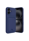 Mey İthalat®  iPhone 16 Kılıf Kelvin Kartvizitli Silikon - Lacivert