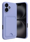 Mey İthalat®  iPhone 16 Kılıf Kelvin Kartvizitli Silikon - Lila