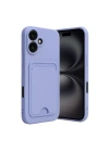 Mey İthalat®  iPhone 16 Kılıf Kelvin Kartvizitli Silikon - Lila