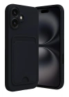 Mey İthalat®  iPhone 16 Kılıf Kelvin Kartvizitli Silikon - Siyah