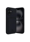 Mey İthalat®  iPhone 16 Kılıf Kelvin Kartvizitli Silikon - Siyah