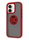 Mey İthalat®  iPhone 16 Kılıf Montreal Yüzüklü Silikon Kapak - Kırmızı