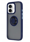 Mey İthalat®  iPhone 16 Kılıf Montreal Yüzüklü Silikon Kapak - Lacivert
