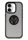 Mey İthalat®  iPhone 16 Kılıf Montreal Yüzüklü Silikon Kapak - Siyah