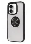 Mey İthalat®  iPhone 16 Kılıf Montreal Yüzüklü Silikon Kapak - Siyah
