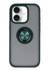 Mey İthalat®  iPhone 16 Kılıf Montreal Yüzüklü Silikon Kapak - Yeşil