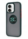 Mey İthalat®  iPhone 16 Kılıf Montreal Yüzüklü Silikon Kapak - Yeşil