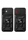 Mey İthalat®  iPhone 16 Kılıf Pars Lens Yüzüklü Silikon - Yeşil
