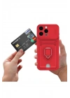 Mey İthalat®  iPhone 16 Kılıf Zuma Kartvizitli Yüzüklü Silikon - Siyah