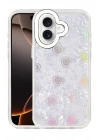 Mey İthalat®   iPhone 16 Lumi Desenli Kapak - Beyaz