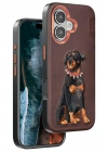 Mey İthalat®  iPhone 16 Perma Desenli Kapak - Koyu Kahve
