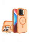 Mey İthalat®  iPhone 16 Plus Flet Lens Magsafe Kapak - Turuncu