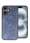 Mey İthalat®  iPhone 16 Plus Kılıf Aras Deri Kapak - Lacivert