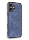 Mey İthalat®  iPhone 16 Plus Kılıf Aras Deri Kapak - Lacivert