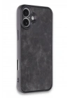 Mey İthalat®  iPhone 16 Plus Kılıf Aras Deri Kapak - Siyah