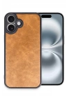 Mey İthalat®  iPhone 16 Plus Kılıf Aras Deri Kapak - Taba