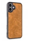 Mey İthalat®  iPhone 16 Plus Kılıf Aras Deri Kapak - Taba