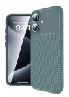 Mey İthalat®  iPhone 16 Plus Kılıf Auto Focus Karbon Kapak - Koyu Yeşil