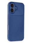 Mey İthalat®  iPhone 16 Plus Kılıf Auto Focus Karbon Kapak - Lacivert