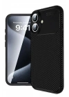 Mey İthalat®  iPhone 16 Plus Kılıf Auto Focus Karbon Kapak - Siyah