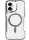 Mey İthalat®  iPhone 16 Plus Kılıf Boyi Magsafe Silikon Kapak - Gümüş