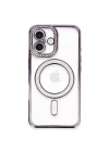 Mey İthalat®  iPhone 16 Plus Kılıf Joke Simli Magneticsafe Kılıf - Derin Mor