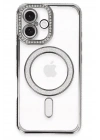 Mey İthalat®  iPhone 16 Plus Kılıf Joke Simli Magneticsafe Kılıf - Gri