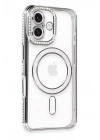 Mey İthalat®  iPhone 16 Plus Kılıf Joke Simli Magneticsafe Kılıf - Gri