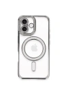Mey İthalat®  iPhone 16 Plus Kılıf Joke Simli Magneticsafe Kılıf - Gri