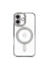 Mey İthalat®  iPhone 16 Plus Kılıf Joke Simli Magneticsafe Kılıf - Gümüş