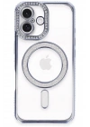 Mey İthalat®  iPhone 16 Plus Kılıf Joke Simli Magneticsafe Kılıf - Mavi