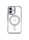 Mey İthalat®  iPhone 16 Plus Kılıf Joke Simli Magneticsafe Kılıf - Mavi