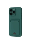 Mey İthalat®  iPhone 16 Plus Kılıf Kelvin Kartvizitli Silikon - Koyu Yeşil