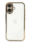 Mey İthalat®  iPhone 16 Plus Kılıf  Lensli Silikon - Gold