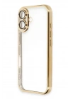 Mey İthalat®  iPhone 16 Plus Kılıf  Lensli Silikon - Gold