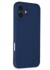 Mey İthalat®  iPhone 16 Plus Kılıf Nano içi Kadife Silikon - Lacivert