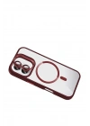 Mey İthalat®   iPhone 16 Plus Remim Lensli Magsafe Standlı Kapak - Bordo