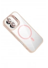 Mey İthalat®   iPhone 16 Plus Remim Lensli Magsafe Standlı Kapak - Pembe