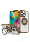 Mey İthalat®  iPhone 16 Pro Banza Magsafe Standlı Kapak - Kahverengi