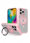 Mey İthalat®  iPhone 16 Pro Banza Magsafe Standlı Kapak - Pembe