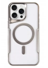 Mey İthalat®  iPhone 16 Pro Kılıf Boyi Magsafe Silikon Kapak - Gümüş