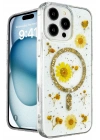 Mey İthalat®  iPhone 16 Pro Kılıf Daisy Simli Magsafe Kapak - Gold