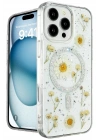 Mey İthalat®  iPhone 16 Pro Kılıf Daisy Simli Magsafe Kapak - Gümüş