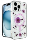 Mey İthalat®  iPhone 16 Pro Kılıf Daisy Simli Magsafe Kapak - Mor