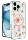 Mey İthalat®  iPhone 16 Pro Kılıf Daisy Simli Magsafe Kapak - Pembe